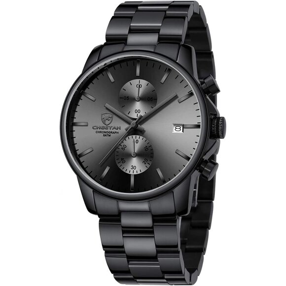 Fashion Business Mens Watches with Stainless Steel Waterproof Chronograph Quartz